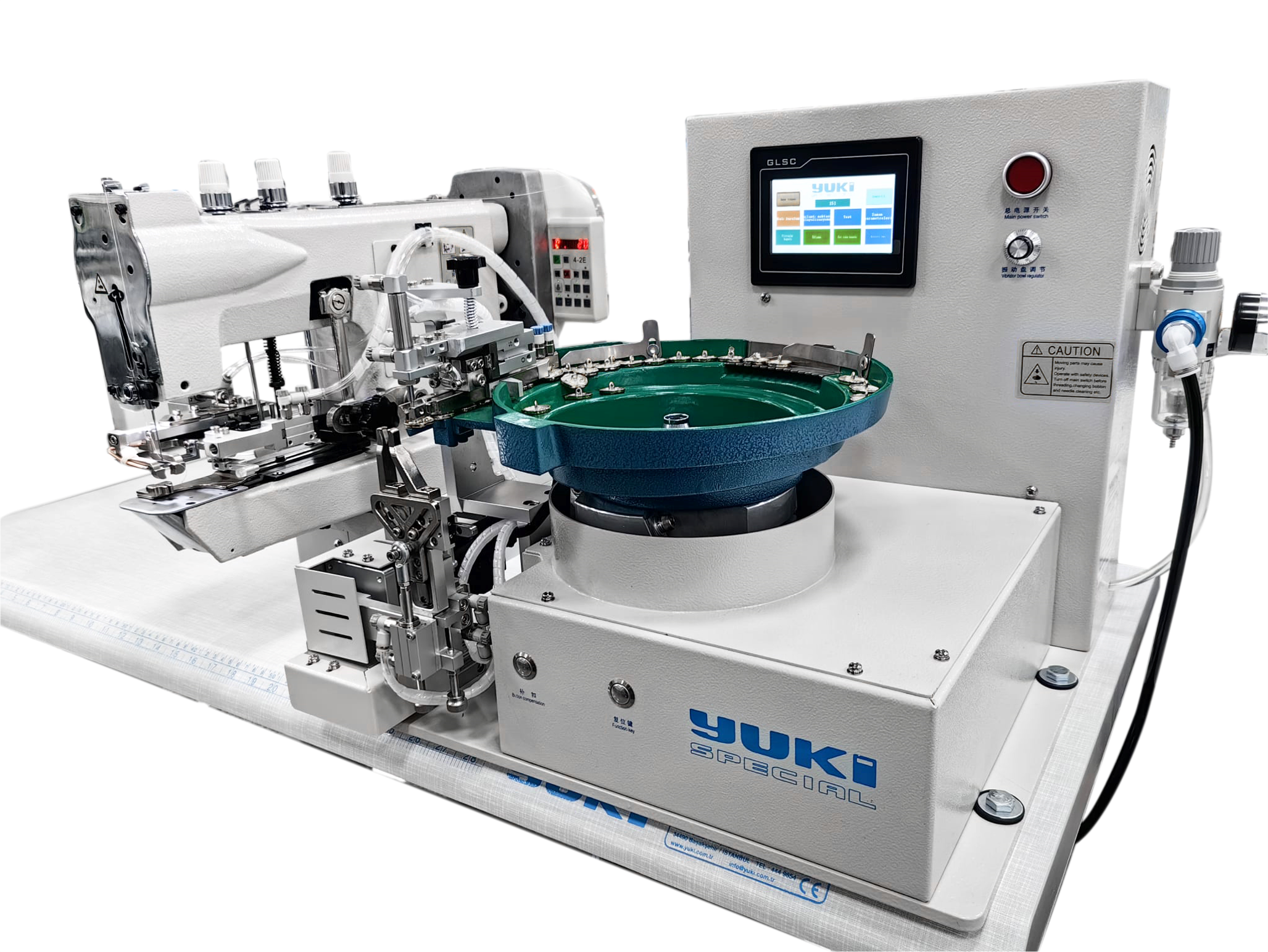 4-2B-998B Top Düğme Dikiş Makine Kovalı Robot Kol Beslemeli Zincir Dikiş